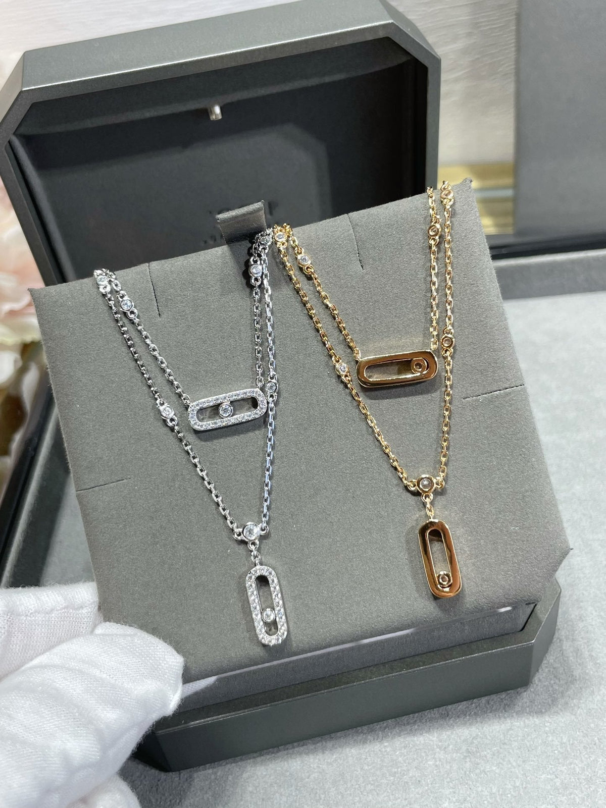 [Renovia Jewelry]MOVE 2 ROW DIAMOND NECKLACE