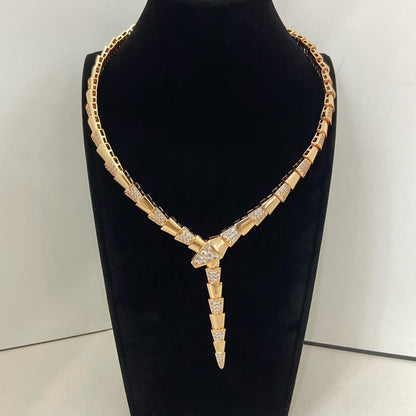 [Renovia Jewelry]NEW WIDE BAND INLAID DIAMOND SNAKE NECKLACE