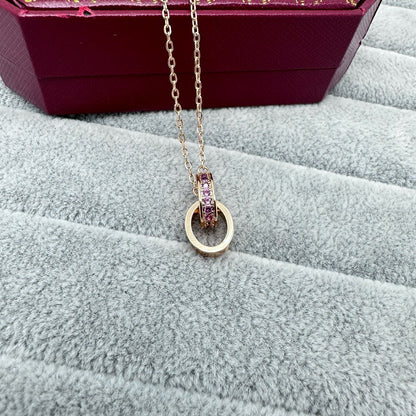 [Renovia Jewelry]LOVE DOUBLE PINK STONES RING BRACELET