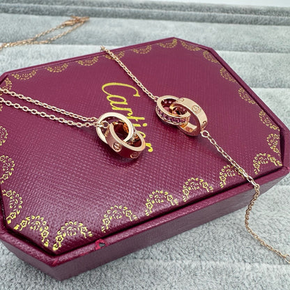 [Renovia Jewelry]LOVE DOUBLE PINK STONES RING BRACELET