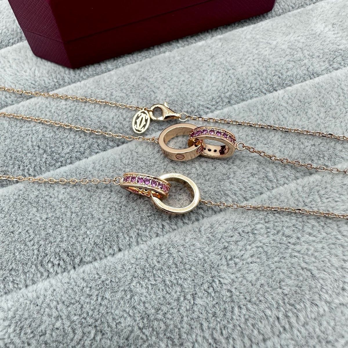 [Renovia Jewelry]LOVE DOUBLE PINK STONES RING BRACELET