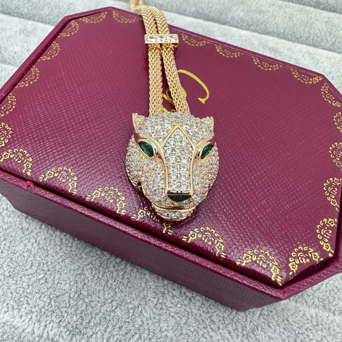 [Renovia Jewelry]FULL STONE BIG LEOPARD HEAD NECKLACE