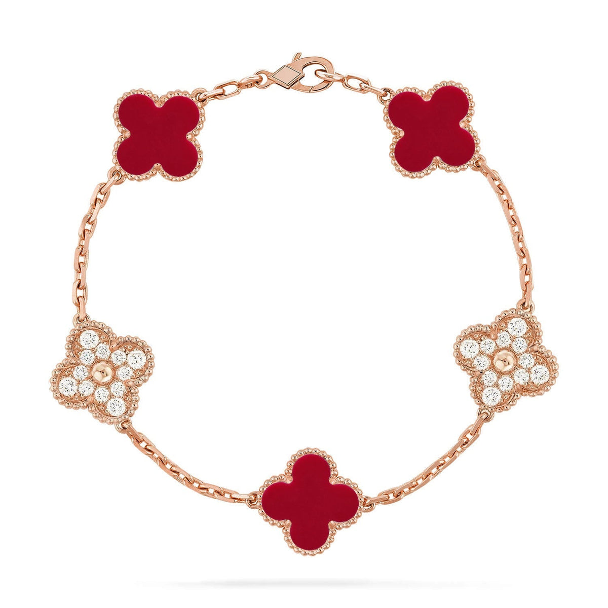 [Renovia Jewelry] CLOVER 5 MOTIF RED CORNELIAN BRACELET COLLECTION