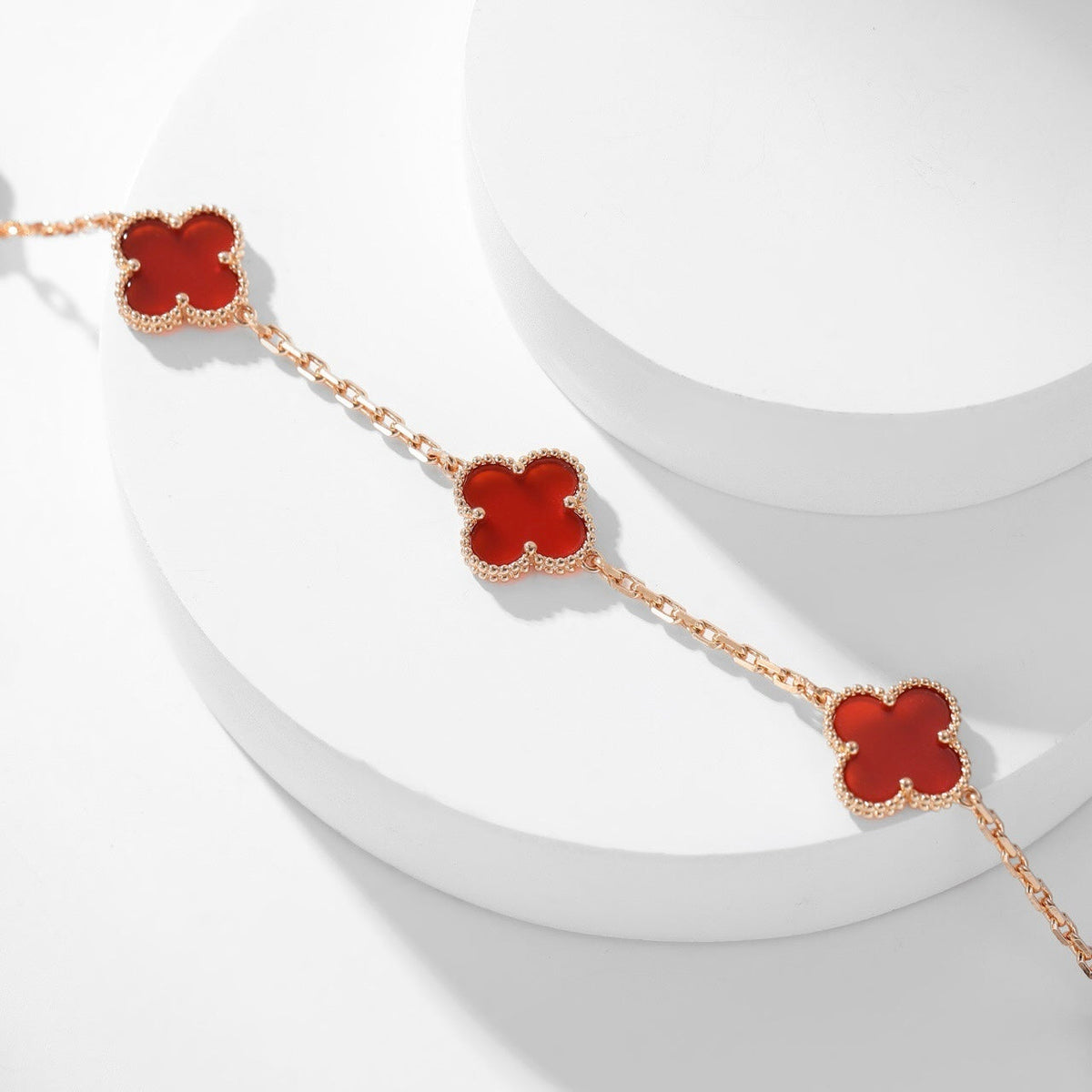 [Renovia Jewelry]CLOVER 10 MOTIFS CARNELIAN NECKLACE