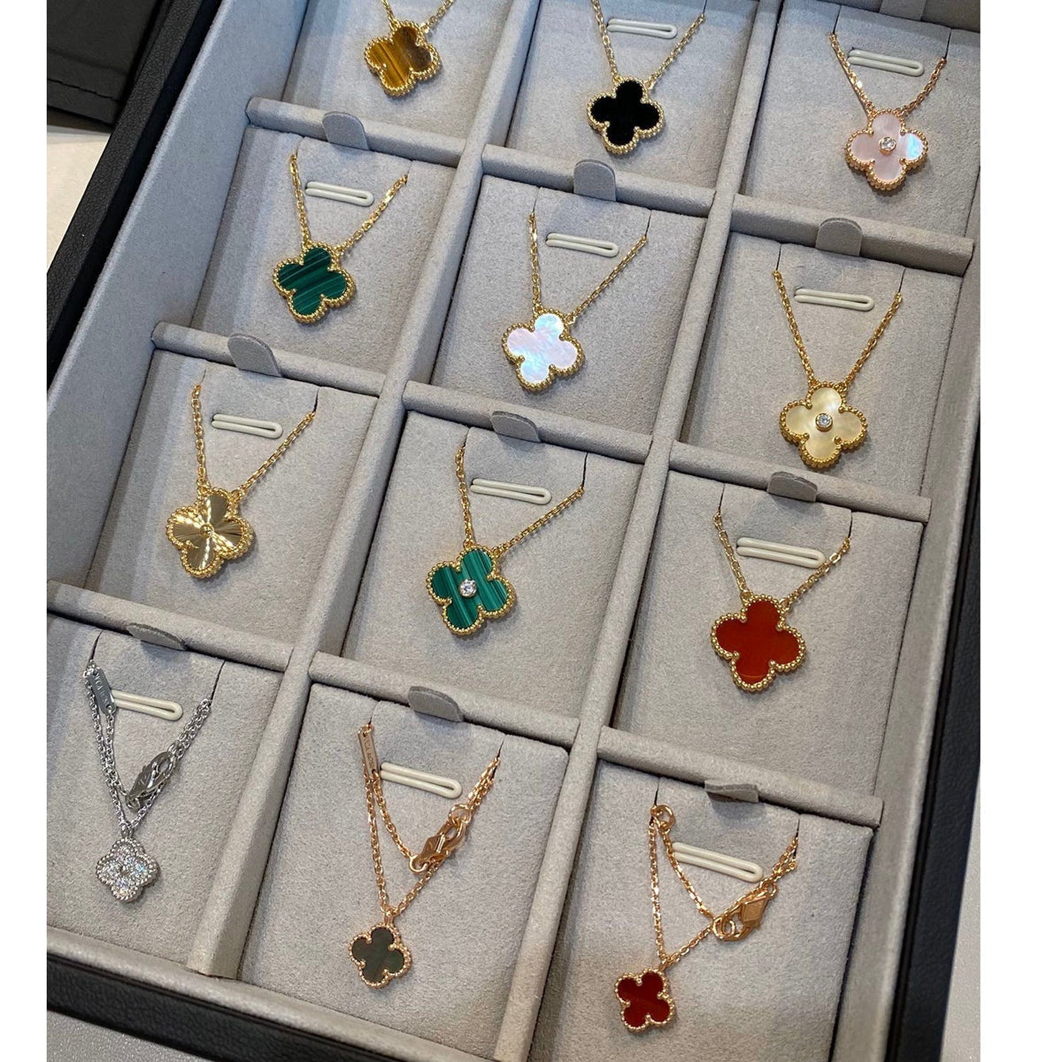 [Renovia Jewelry]CLOVER 15MM DIAMOND SINGLE FLOWER NECKLACE