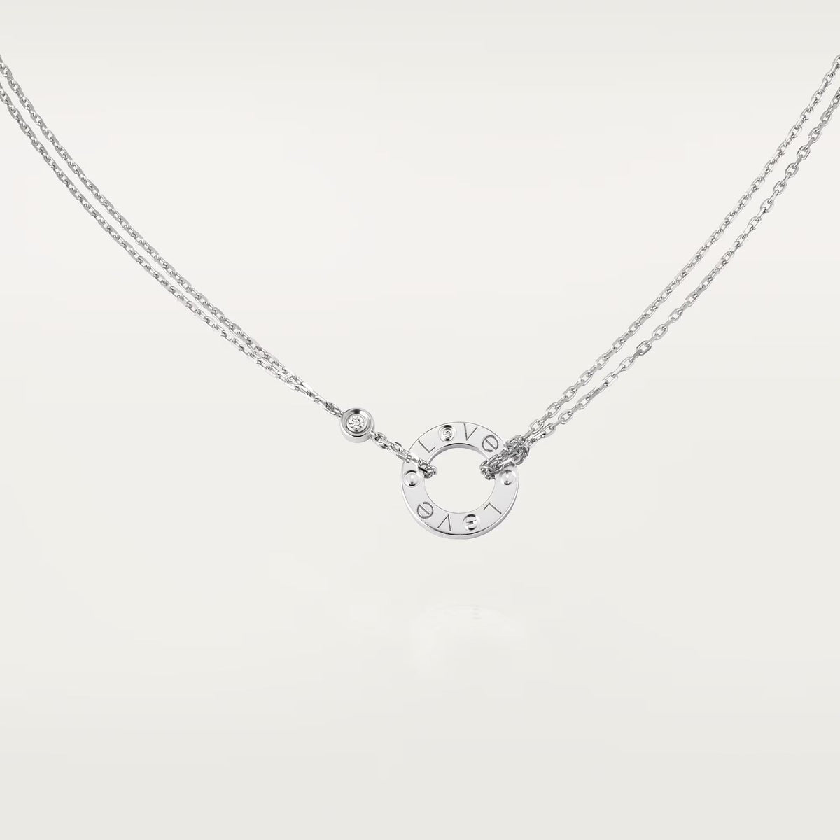 [Renovia Jewelry]LOVE NECKLACE 16MM 2 DIAMONDS